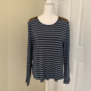 Ralph Lauren Women Navy Striped Long Sleeve Top